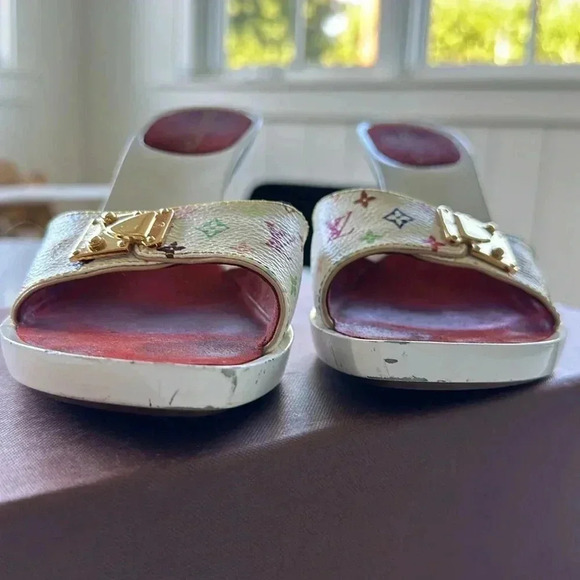 Louis Vuitton x  Murakami Mule Sandals size 36.5 white multicolor - Picture 10 of 12